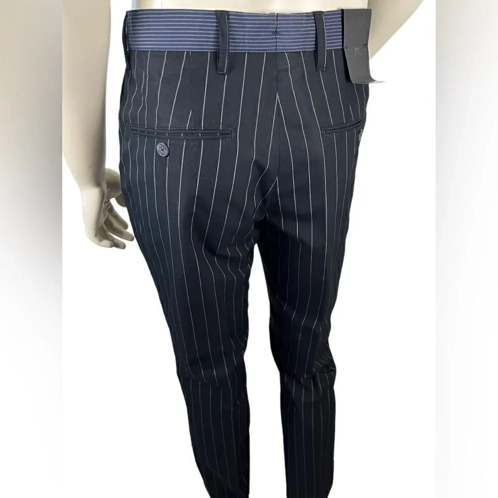 NWT J. Lindeberg Slim Fit F/F Black/White Pinstripe Casual Dress Pants Size 32